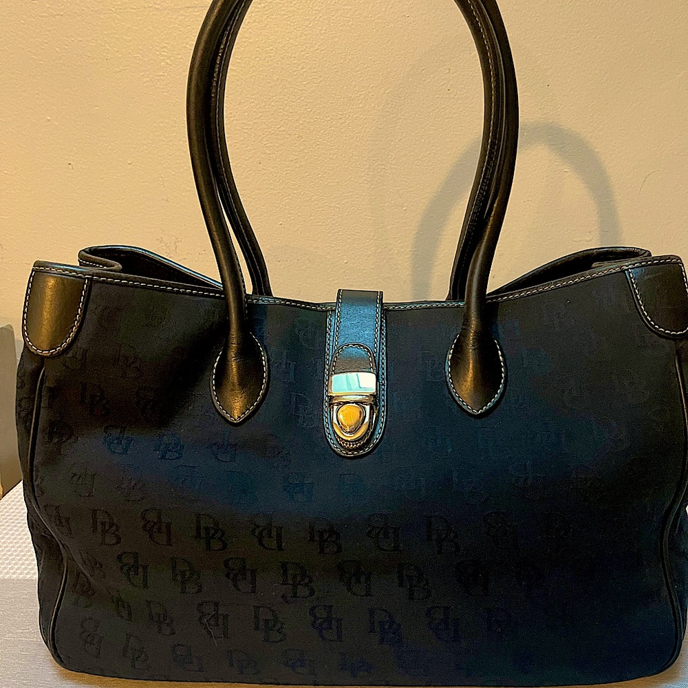 Dooney & Bourke Black Printed Fabric Tote Bag